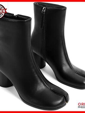 Women's Split Toe Ankle Boots Chunky Block Heel Side Zip Retro Tabi Shoes